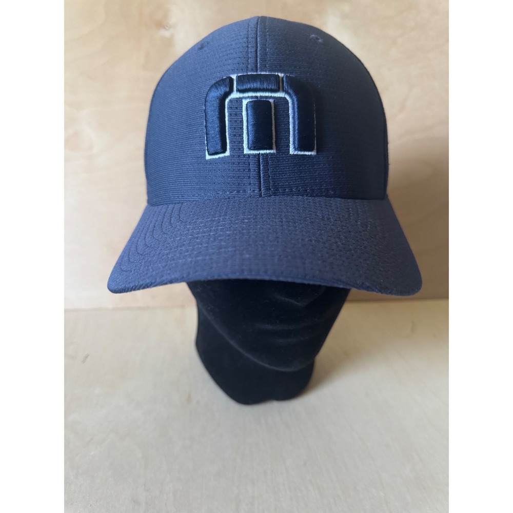 TravisMathew Flexfit Golf Hat Navy Blue Coeur d'Alene Floating Green S-M Cap